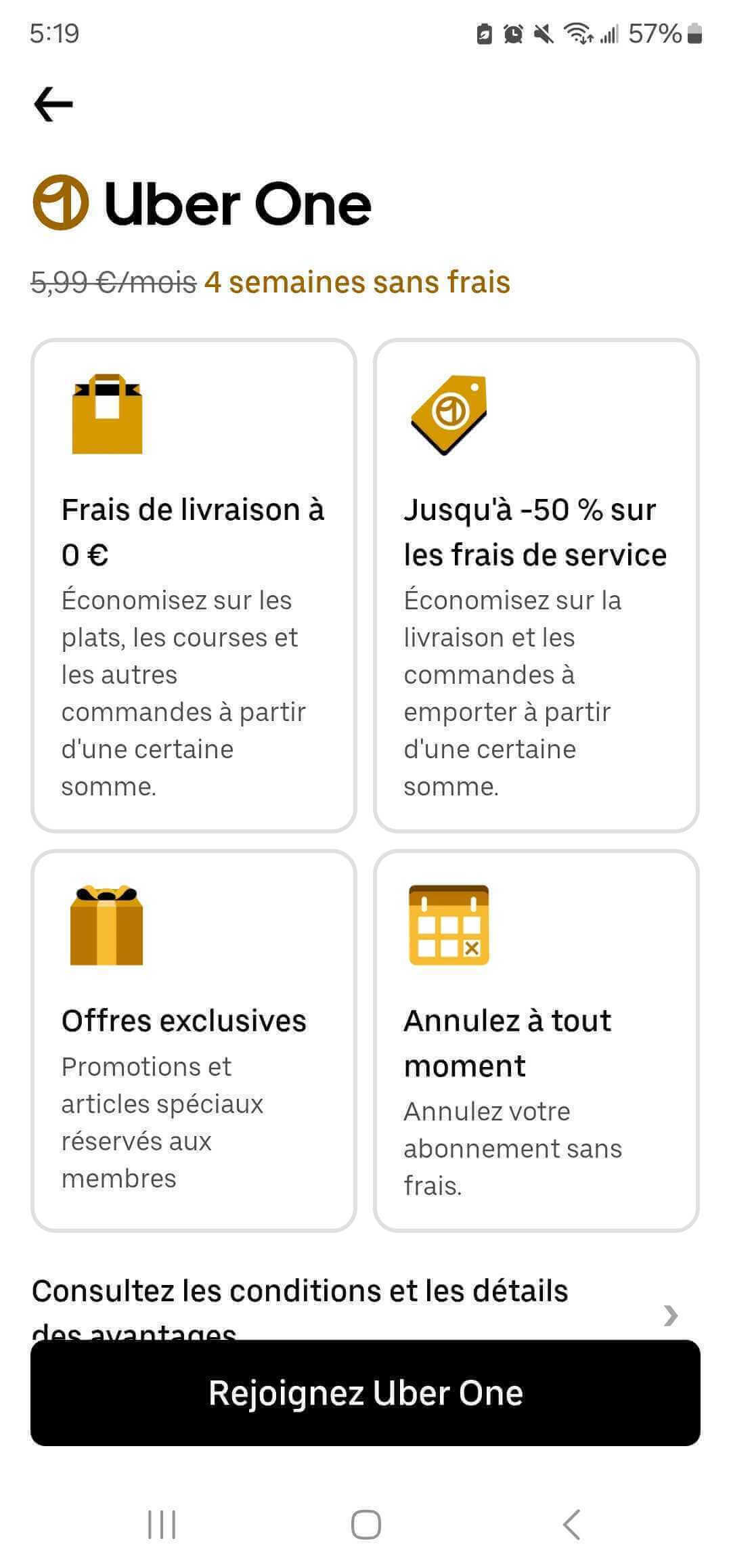 Les avantages du programe Uber One