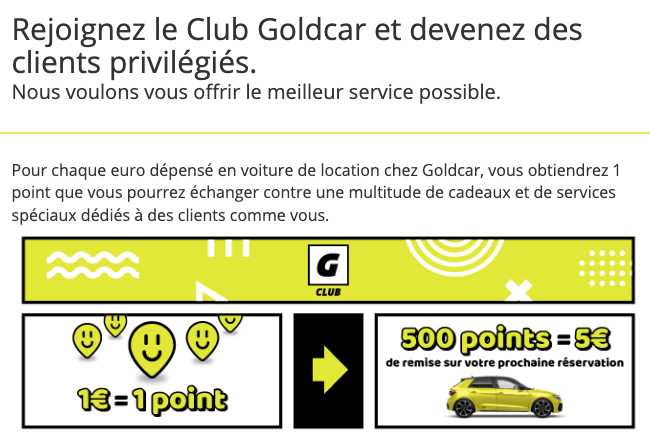 Les avantages du Club Goldcar