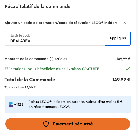 Ou mettre un code promo sur le Shop Lego