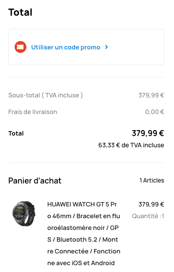 Ou mettre un code promo sur le Huawei Store